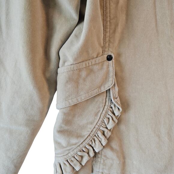 Eivissa Velvet Blazer Jacket Beige Ruffle Lace Size XL Retro Chic, Boho Y2K - Picture 7 of 8